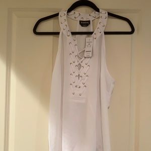 BeBe size L white tank with front lace up